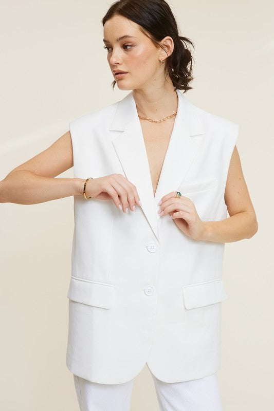 Oversized Blazer Vest Top