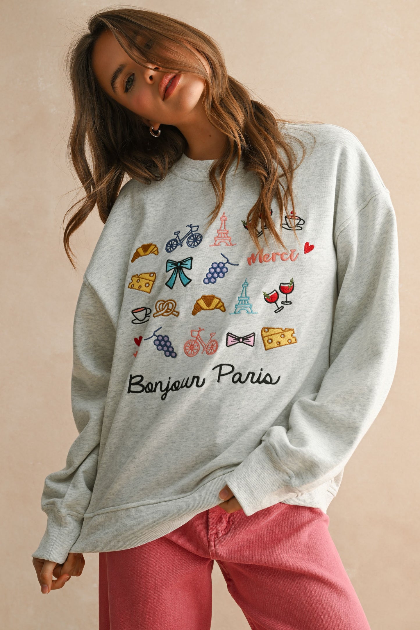 Bonjour Embroidered Sweatshirt