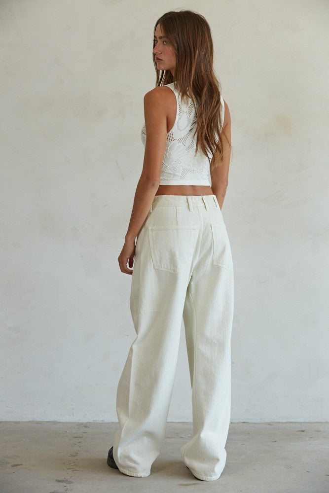 Jacquard Fishnet Crop Tank