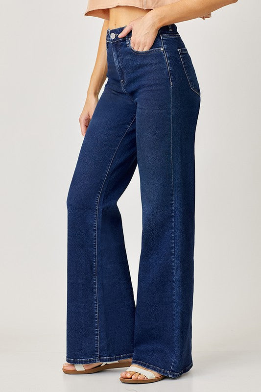 Mid-Rise Wide Leg Dark Wash Jean
