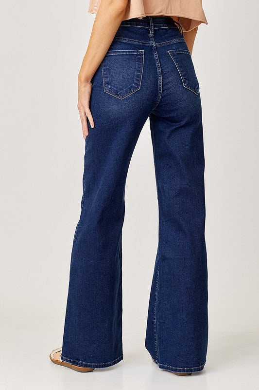 Mid-Rise Wide Leg Dark Wash Jean