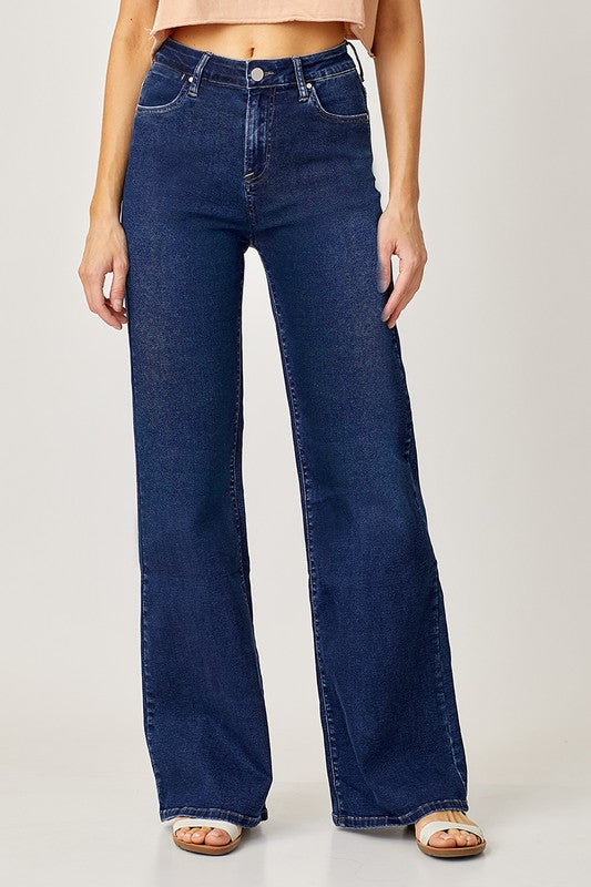 Mid-Rise Wide Leg Dark Wash Jean