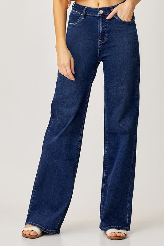 Mid-Rise Wide Leg Dark Wash Jean