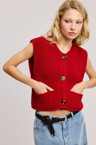 Front Patch Pocket Sweater Vest