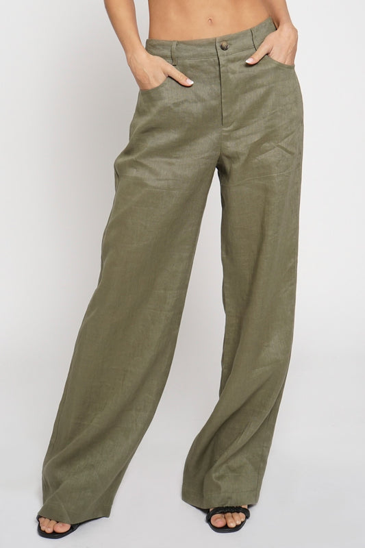 Wide-Leg Linen Pants