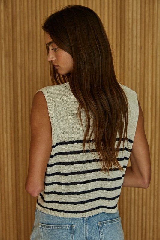 Stripe Sweater Sleeveless Top