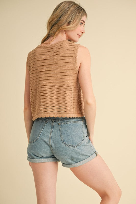 Crochet Sweater Vest Tie Top