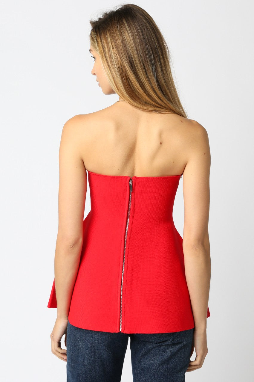 Strapless Knit Peplum Top