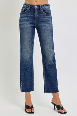 Dark High Rise Barrel Jean