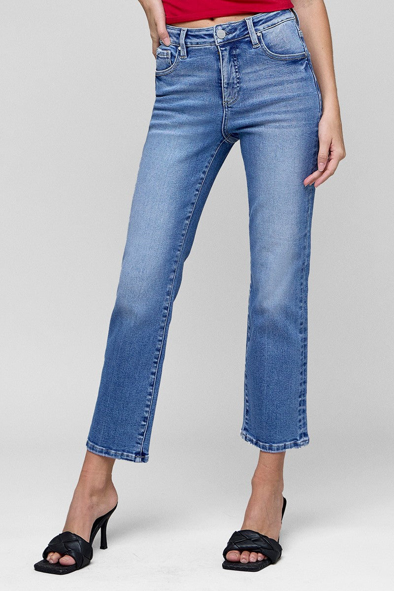 High Rise Crop Straight Jeans