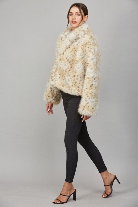 Animal Pattern Faux Fur Jacket