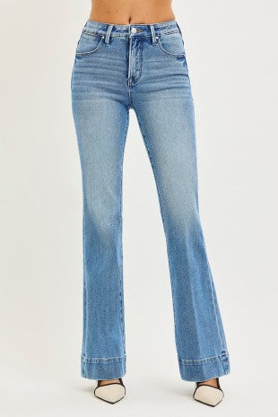 Stretch Mid Rise Flare Jeans