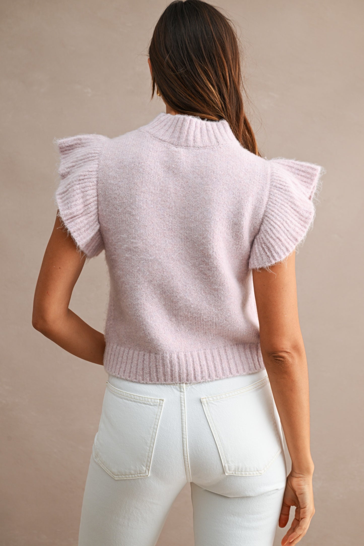 Ruffle Sleeve Mock Neck Sweater