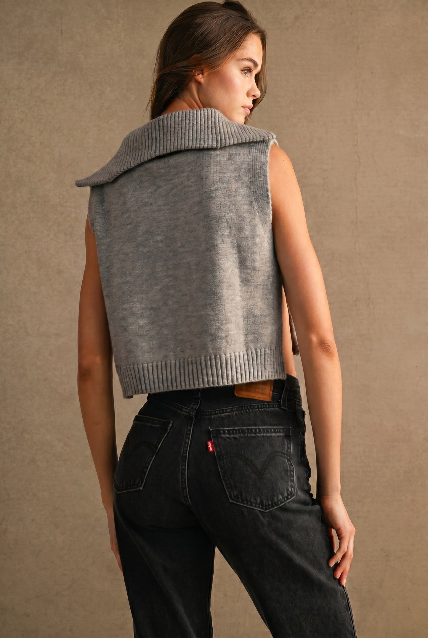Half Zip Knit Sweater Vest