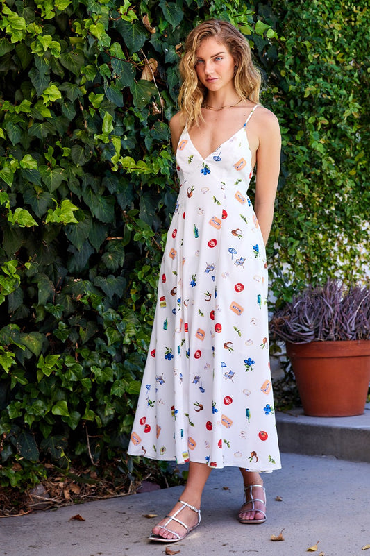 Fruit Print Midi Dress