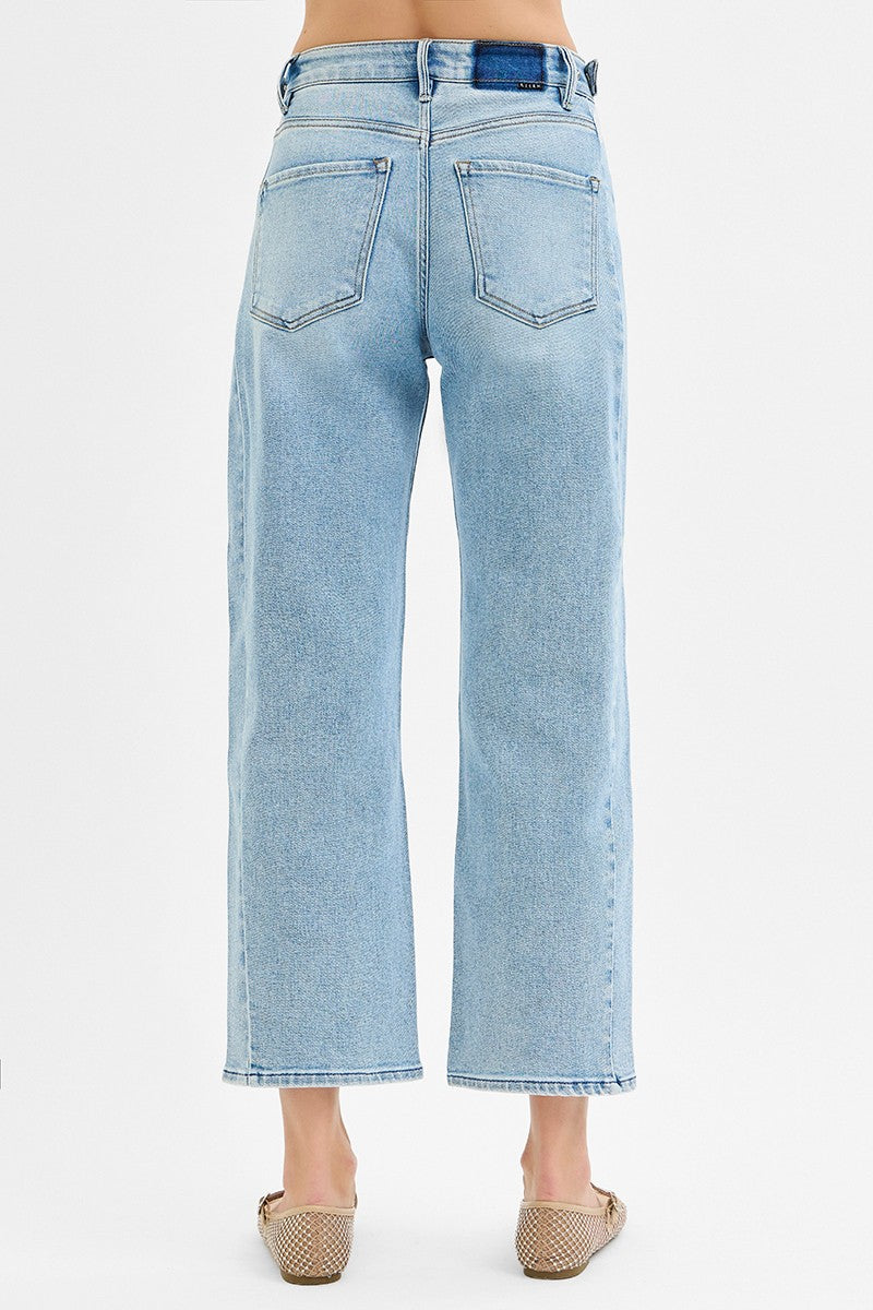 High-Rise Cropped Barrel Risen Jean