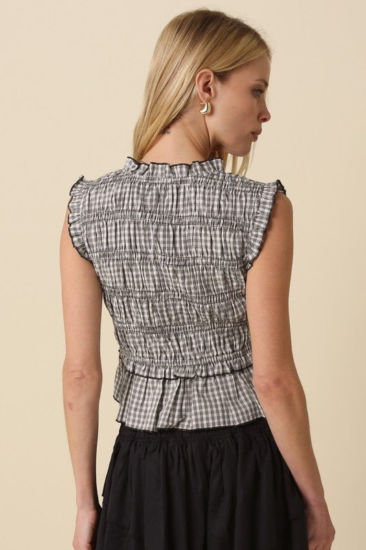Gingham Tie Front Top