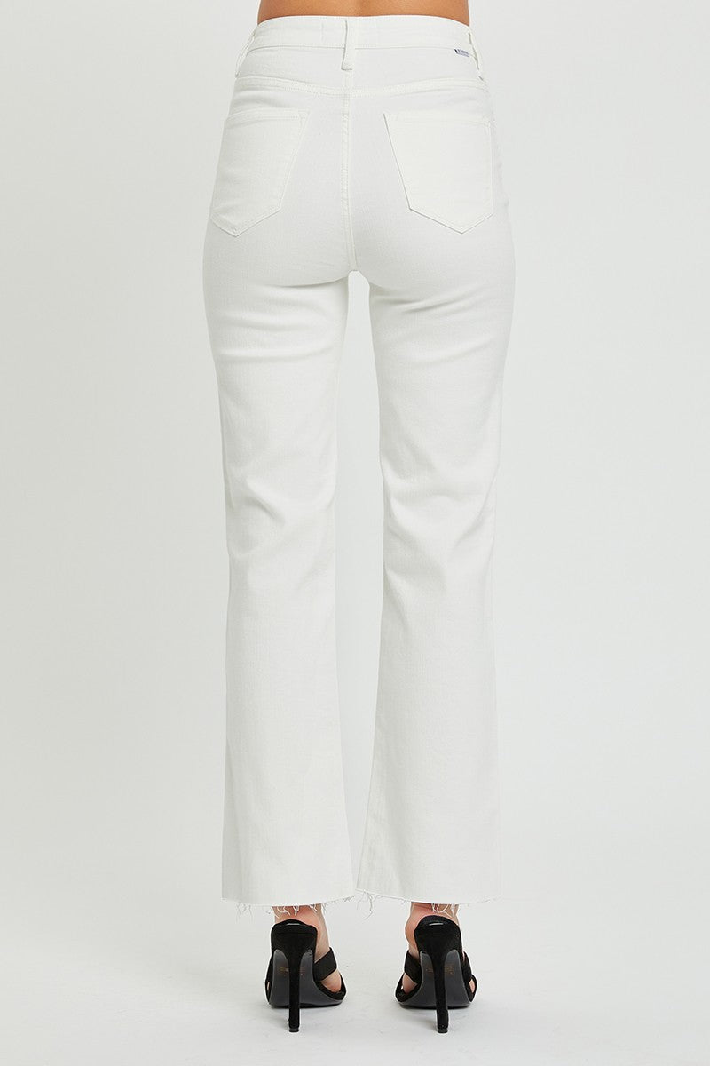 White High-Rise Straight Risen Jean