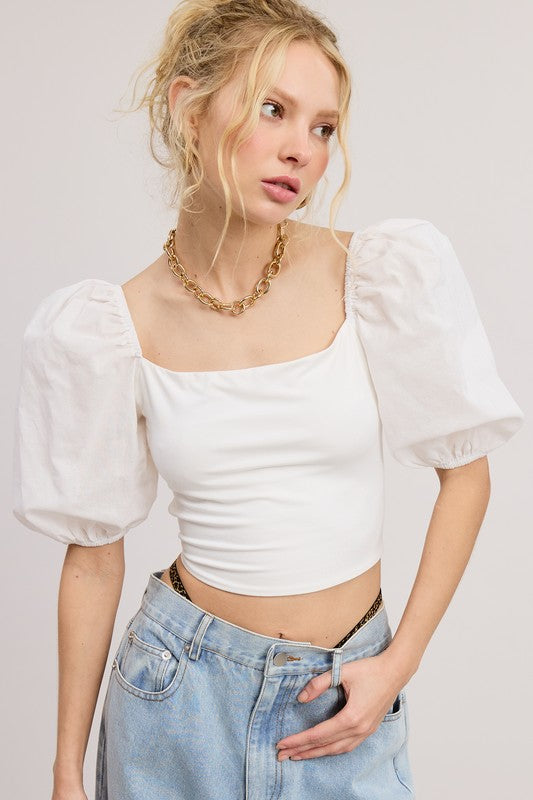 Open-Back Puff Sleeve Top