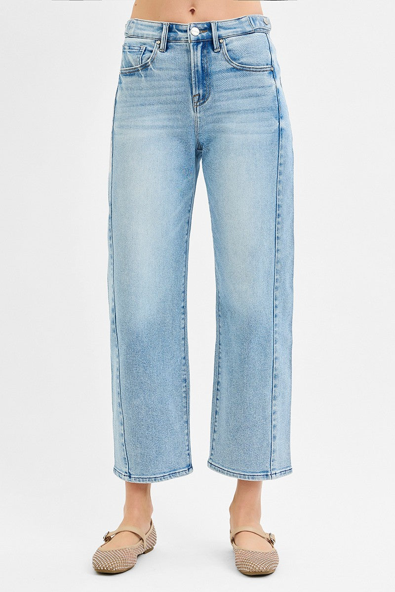 High-Rise Cropped Barrel Risen Jean