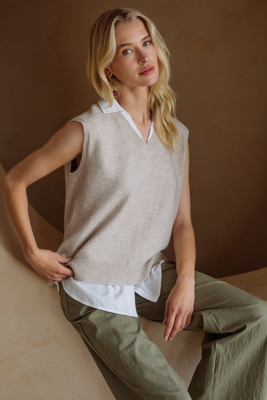 Mix Media Shirt vest