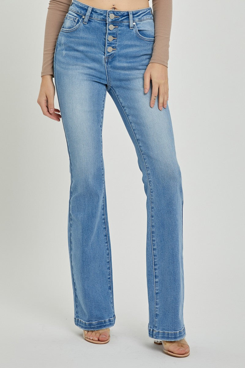 High Rise Button Bootcut Risen Jean