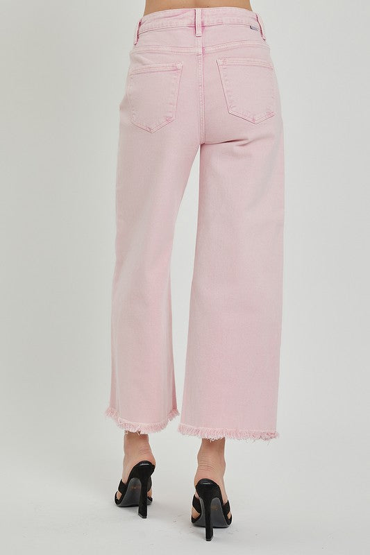High Rise Fade Pink Risen Pants