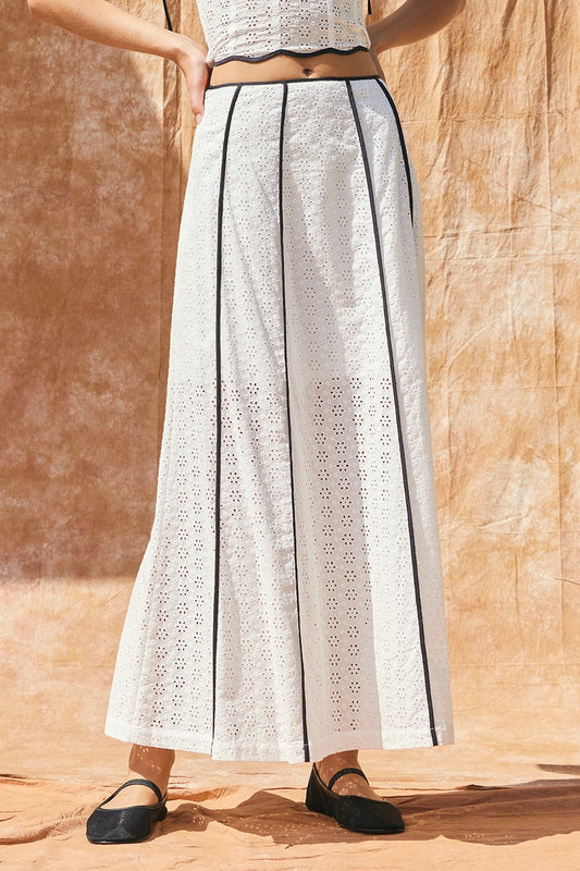 Eyelet Lace Cotton Maxi Skirt