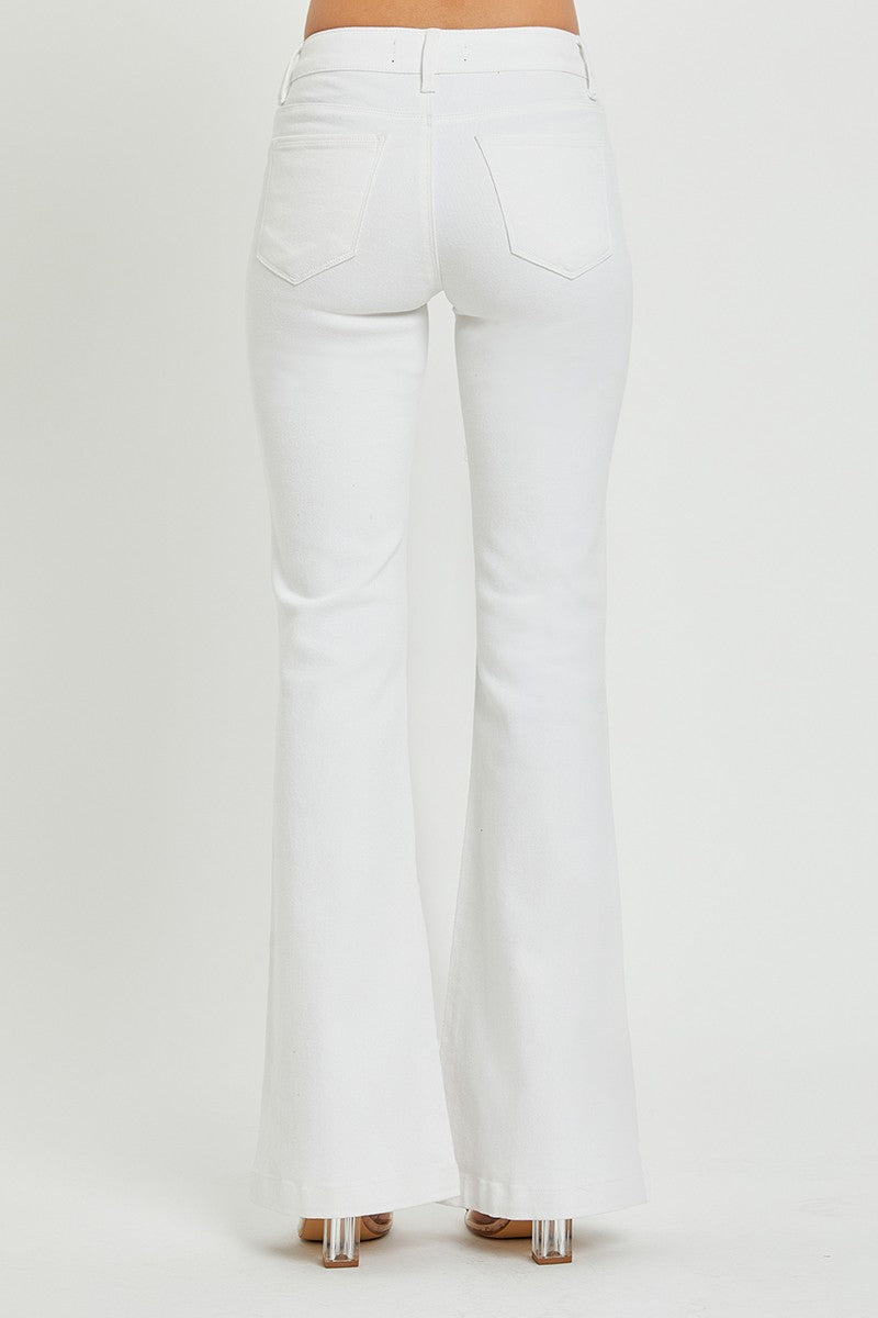 Low Rise White Flare Jean