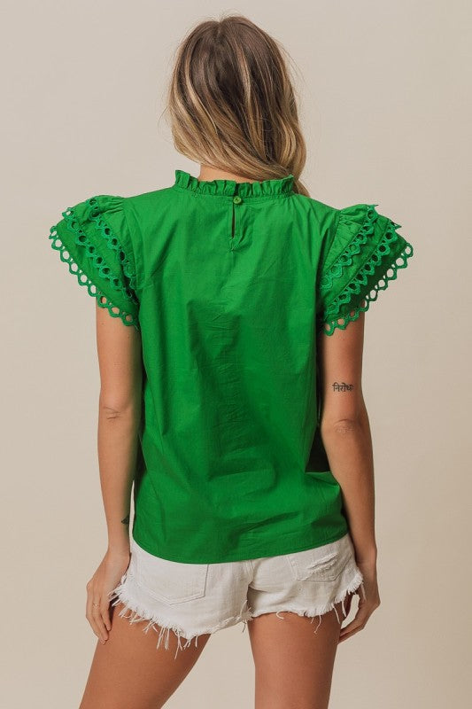 Woven Flutter Sleeve Blouse