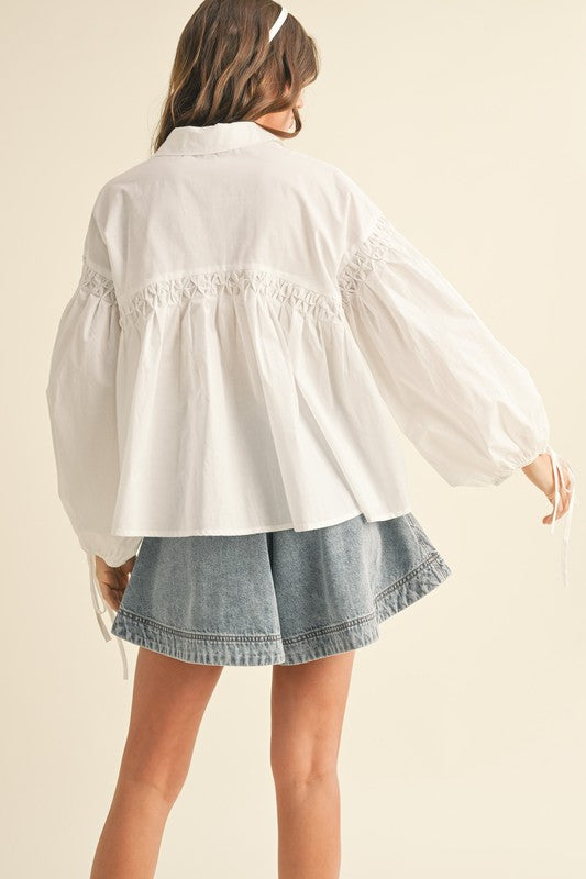 Detailed Button-Front Blouse