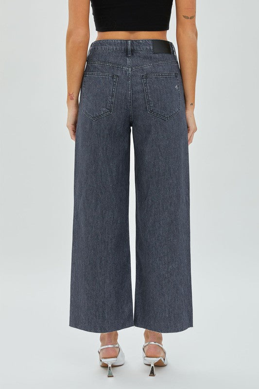 Dark Grey Clean Cropped Wideleg
