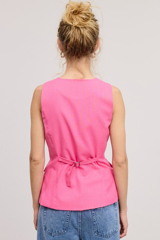 Back-Tie Button Waistcoat Vest