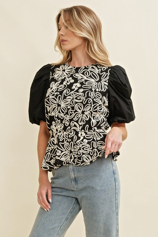Puff Sleeve Floral Top