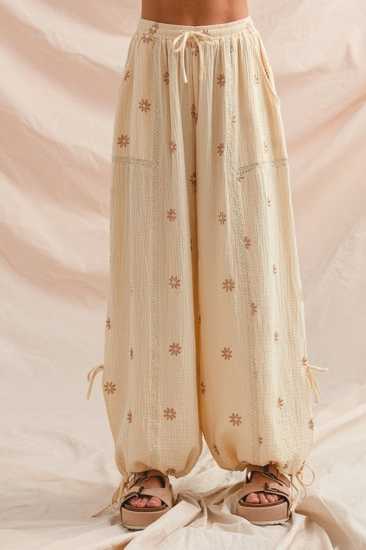 Floral Gauze Joggers