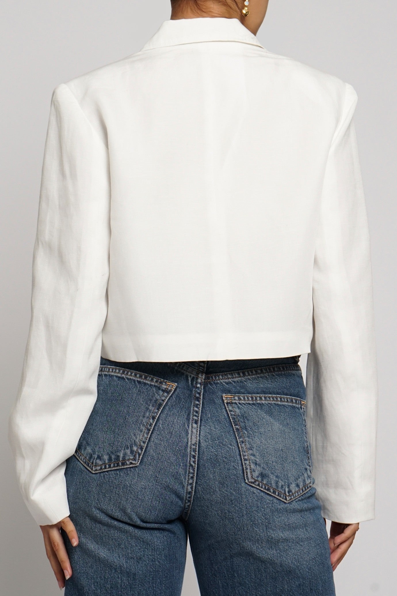 Cropped Boxy Linen Blazer