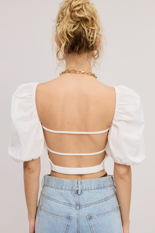 Open-Back Puff Sleeve Top