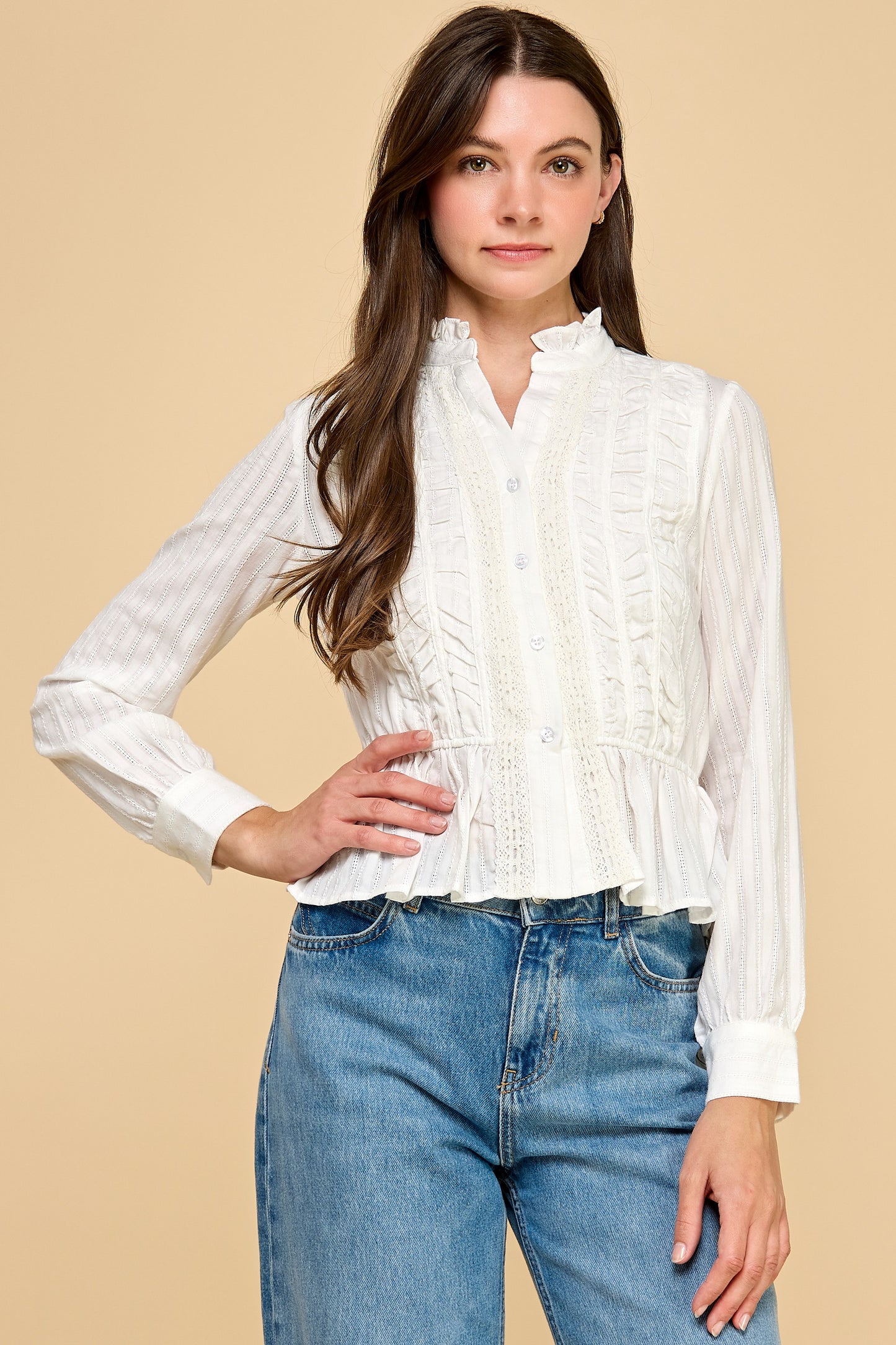 White Mockneck Blouse