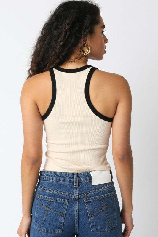 Contrast Halter Tank Top
