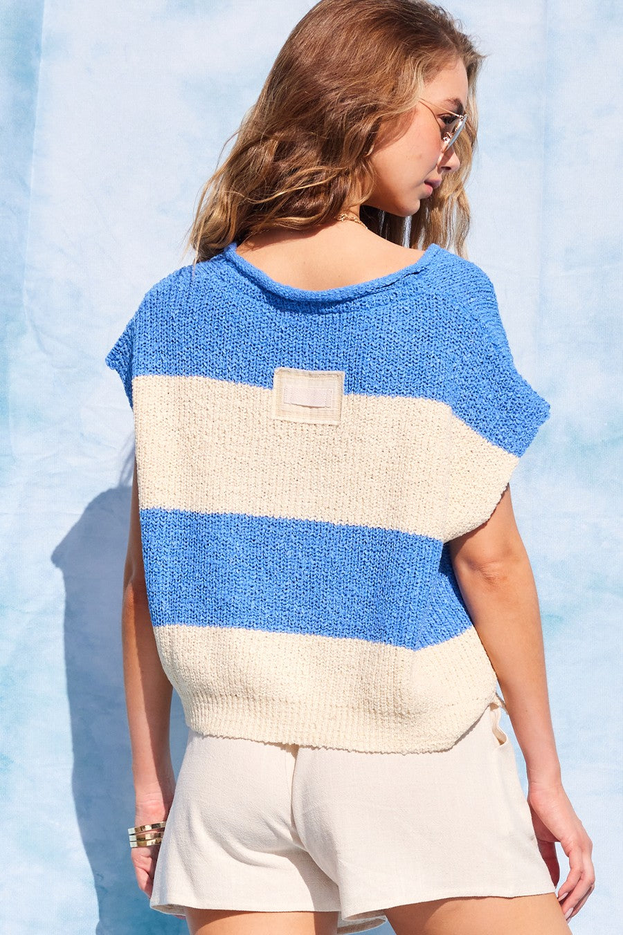 Striped Sleeveless Cropped Sweater