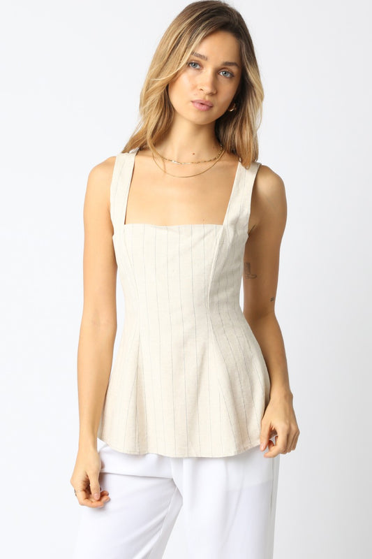 Square-Neck Stripe Top