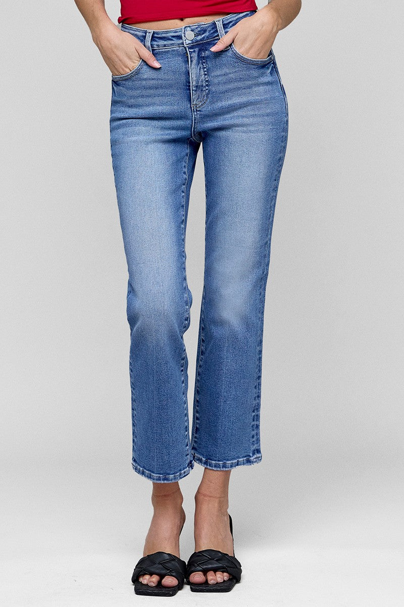 High Rise Crop Straight Risen Jean