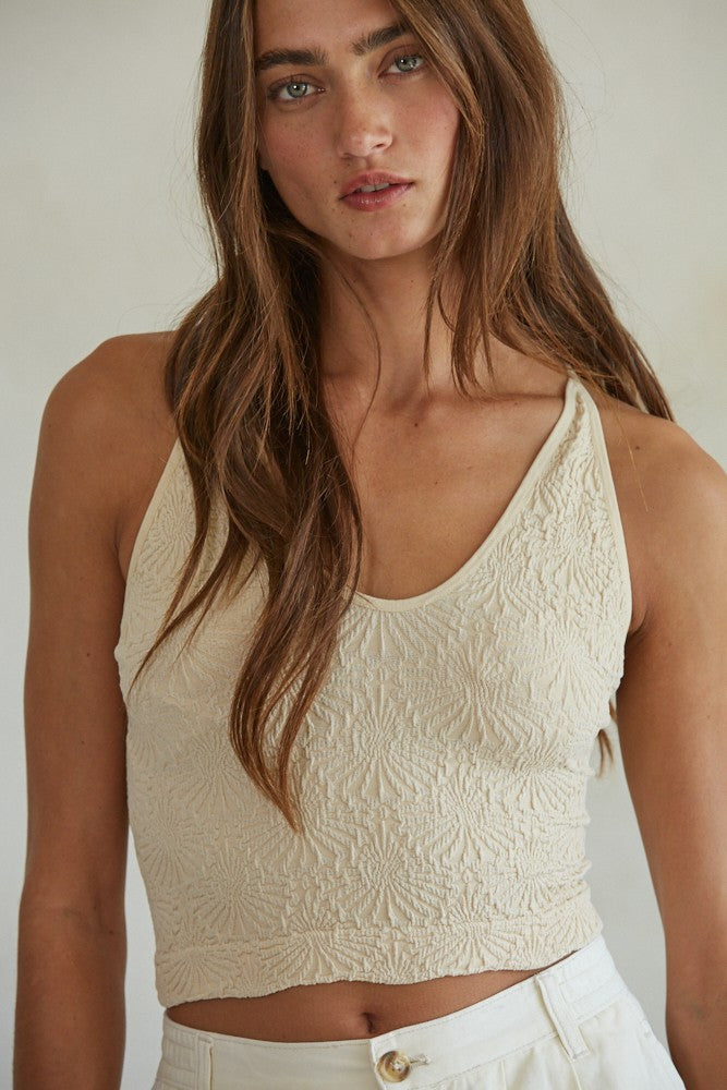 Jacquard Cross-back Crop Top