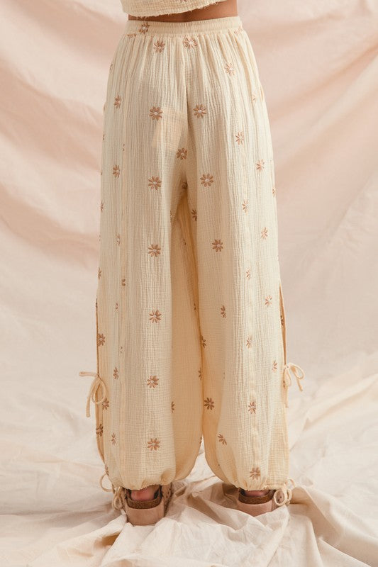 Floral Gauze Joggers