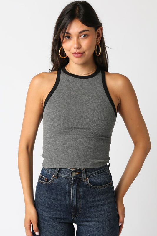 Contrast Halter Tank Top