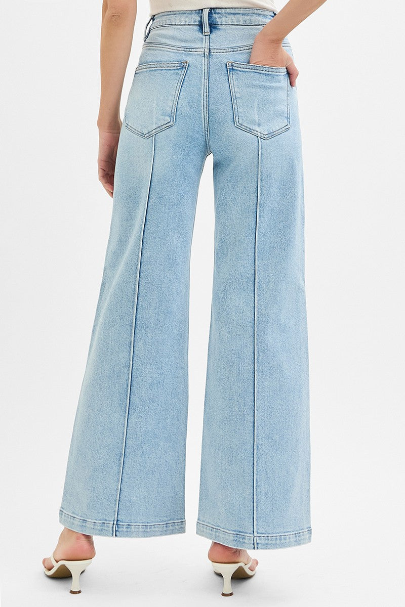 High Rise Wide Pintuck Jean