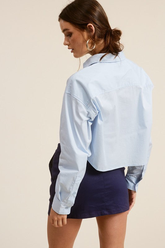 Crop Classic Button Down Top
