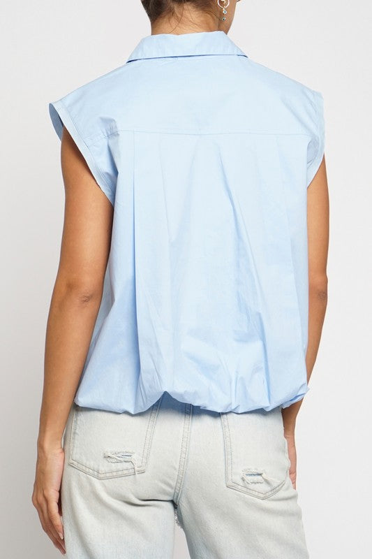 Bubble Hem Button Up Top
