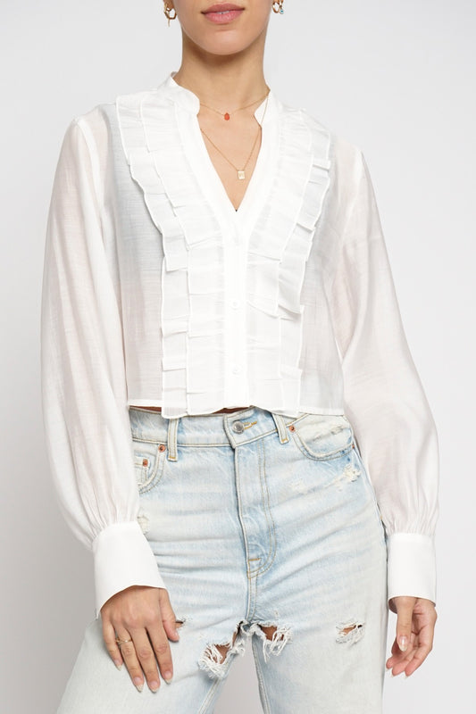 Ruffle Front Sheer Blouse