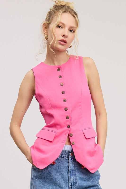 Back-Tie Button Waistcoat Vest